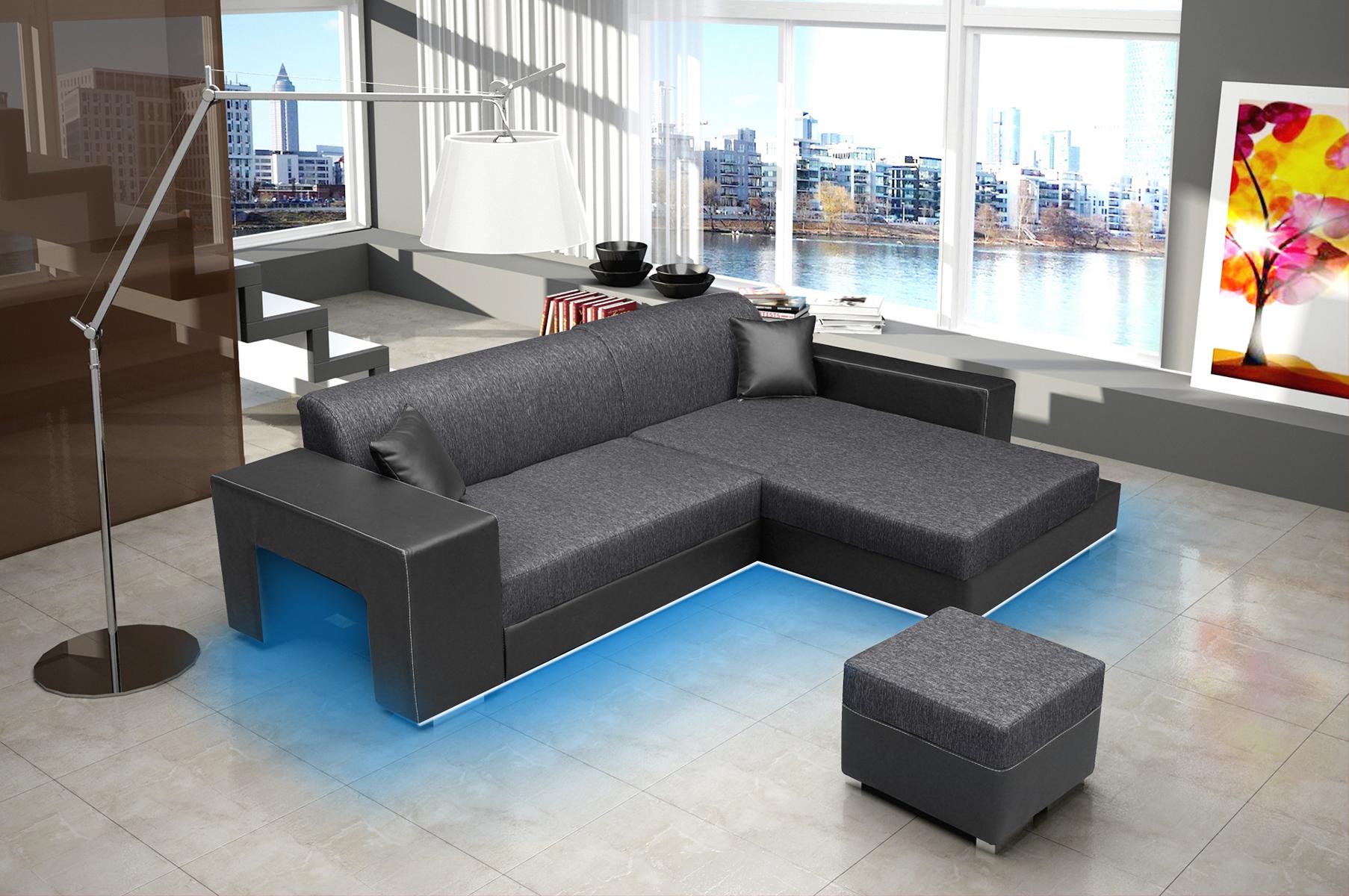 Sofas Ledersofa MADAGASKAR Bettfunktion Bettkasten Ecksofa